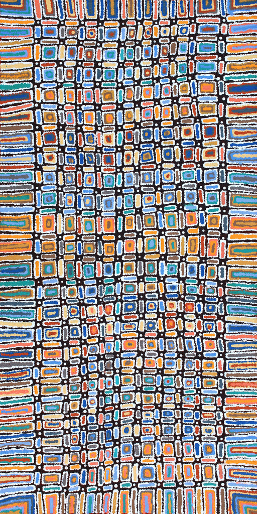 Aboriginal Artwork by Lynette Nangala Singleton, Ngapa Jukurrpa - Puyurru, 152x76cm