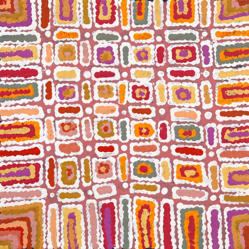 Aboriginal Artwork by Lynette Nangala Singleton, Ngapa Jukurrpa (Water Dreaming) - Puyurru, 30x30cm