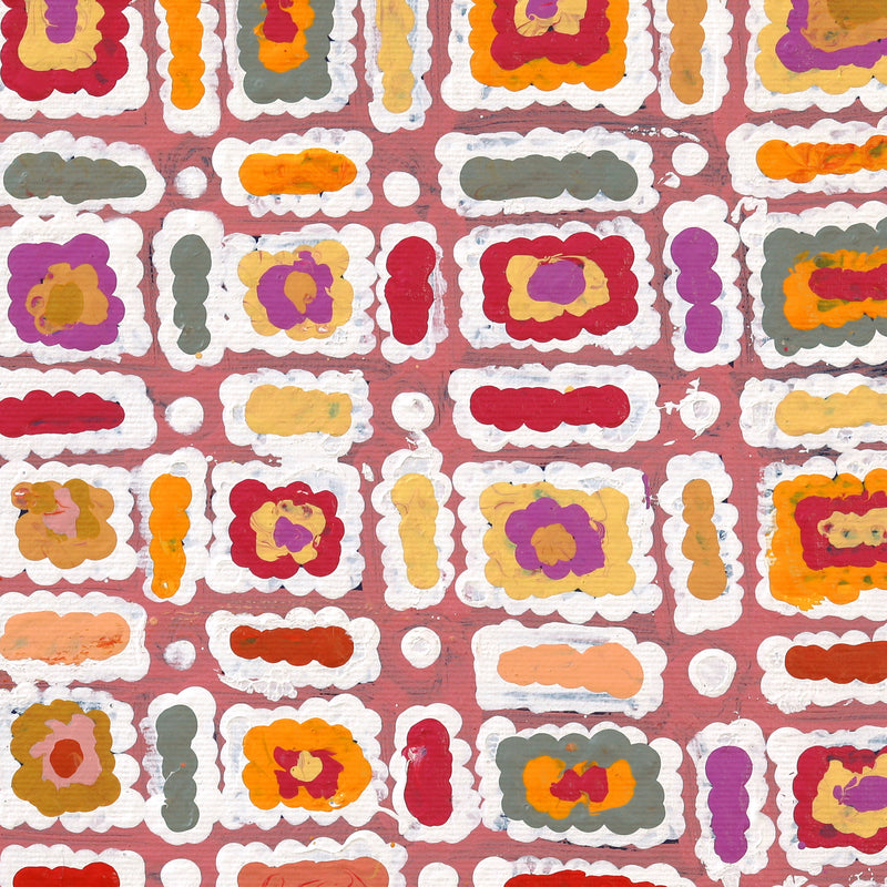 Aboriginal Artwork by Lynette Nangala Singleton, Ngapa Jukurrpa (Water Dreaming) - Puyurru, 30x30cm