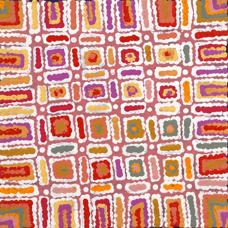 Aboriginal Artwork by Lynette Nangala Singleton, Ngapa Jukurrpa (Water Dreaming) - Puyurru, 30x30cm
