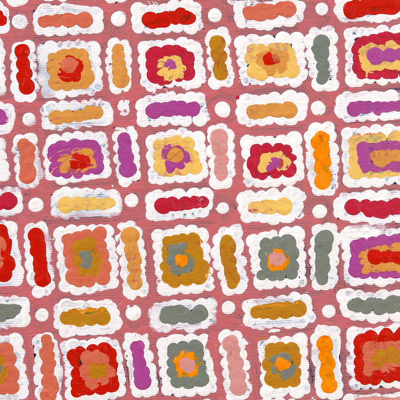 Aboriginal Artwork by Lynette Nangala Singleton, Ngapa Jukurrpa (Water Dreaming) - Puyurru, 30x30cm