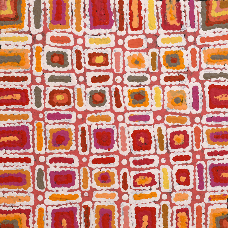 Aboriginal Artwork by Lynette Nangala Singleton, Ngapa Jukurrpa (Water Dreaming) - Puyurru, 30x30cm