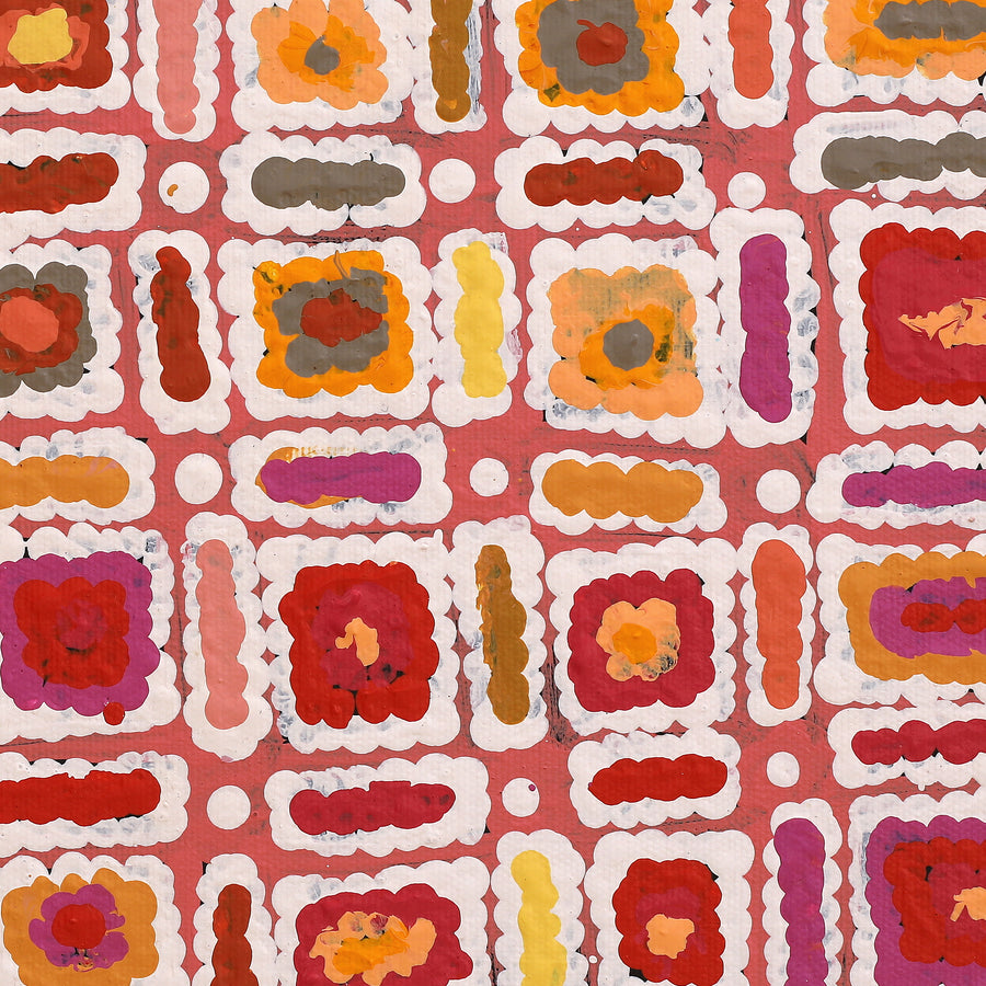 Aboriginal Artwork by Lynette Nangala Singleton, Ngapa Jukurrpa (Water Dreaming) - Puyurru, 30x30cm