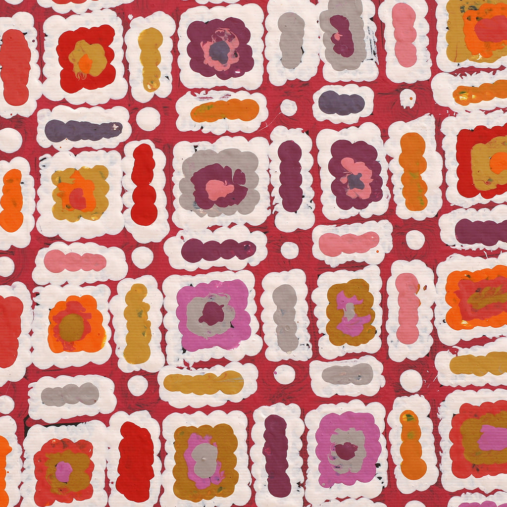 Aboriginal Artwork by Lynette Nangala Singleton, Ngapa Jukurrpa (Water Dreaming) - Puyurru, 30x30cm