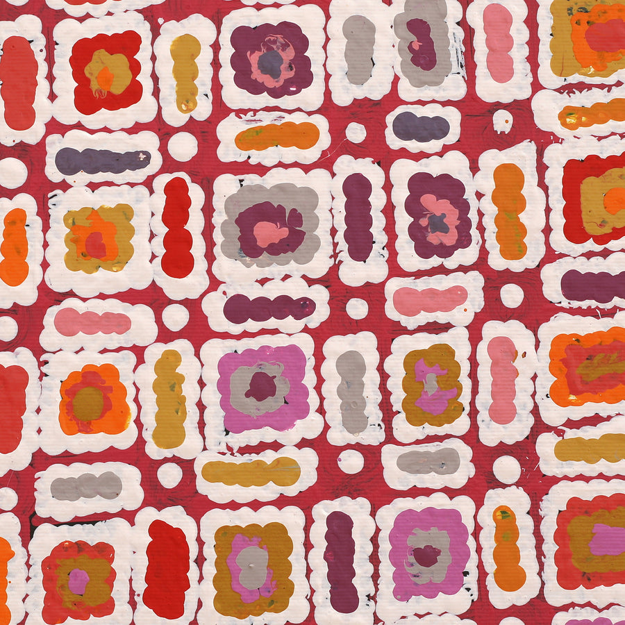 Aboriginal Artwork by Lynette Nangala Singleton, Ngapa Jukurrpa (Water Dreaming) - Puyurru, 30x30cm