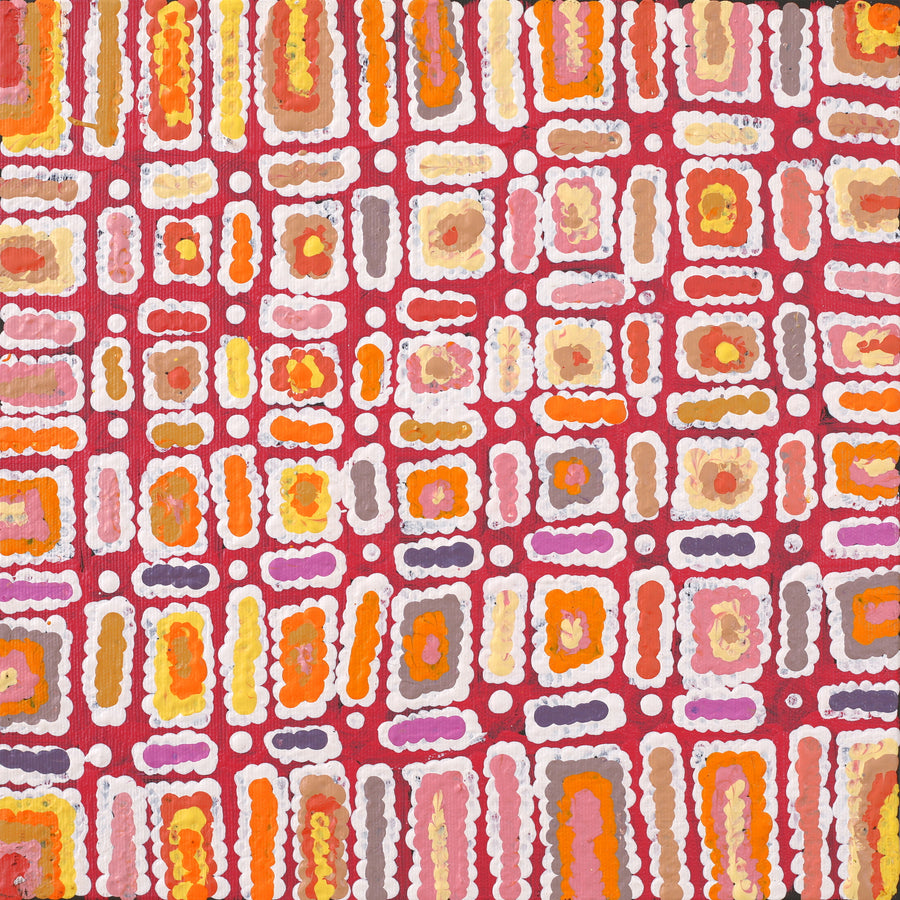 Aboriginal Artwork by Lynette Nangala Singleton, Ngapa Jukurrpa (Water Dreaming) - Puyurru, 30x30cm