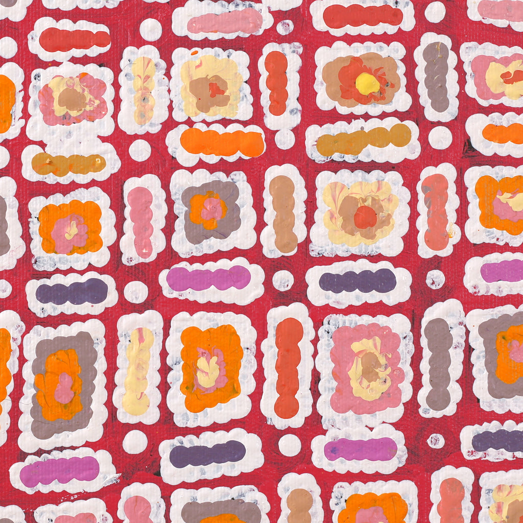 Aboriginal Artwork by Lynette Nangala Singleton, Ngapa Jukurrpa (Water Dreaming) - Puyurru, 30x30cm