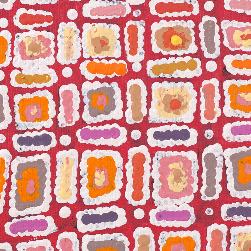 Aboriginal Artwork by Lynette Nangala Singleton, Ngapa Jukurrpa (Water Dreaming) - Puyurru, 30x30cm