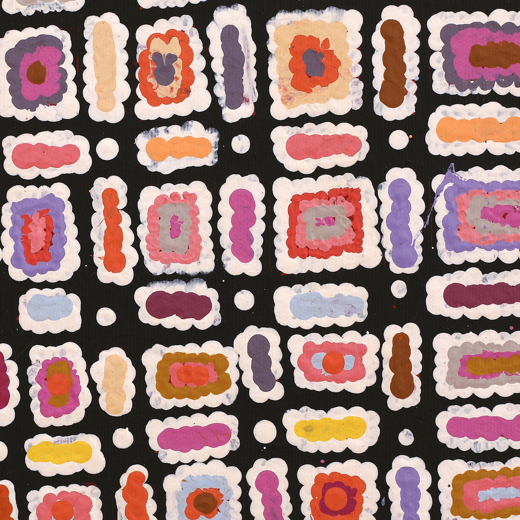 Aboriginal Artwork by Lynette Nangala Singleton, Ngapa Jukurrpa (Water Dreaming) - Puyurru, 30x30cm