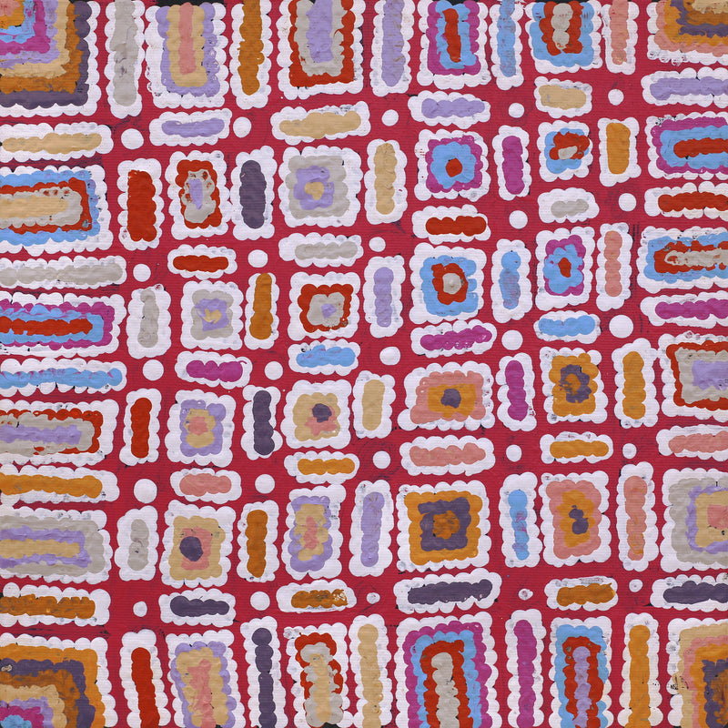Aboriginal Artwork by Lynette Nangala Singleton, Ngapa Jukurrpa (Water Dreaming) - Puyurru, 30x30cm