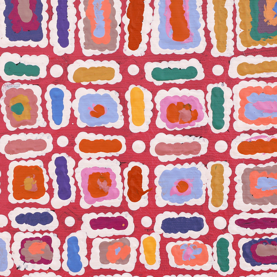 Aboriginal Artwork by Lynette Nangala Singleton, Ngapa Jukurrpa (Water Dreaming) - Puyurru, 30x30cm