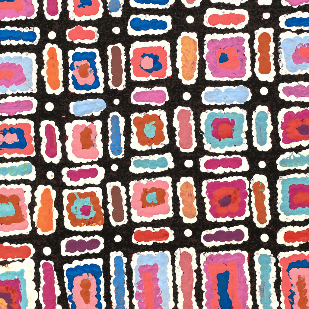 Aboriginal Artwork by Lynette Nangala Singleton, Ngapa Jukurrpa (Water Dreaming) - Puyurru, 30x30cm