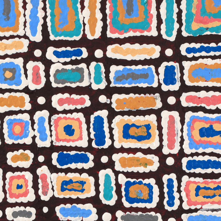 Aboriginal Artwork by Lynette Nangala Singleton, Ngapa Jukurrpa (Water Dreaming) - Puyurru, 30x30cm