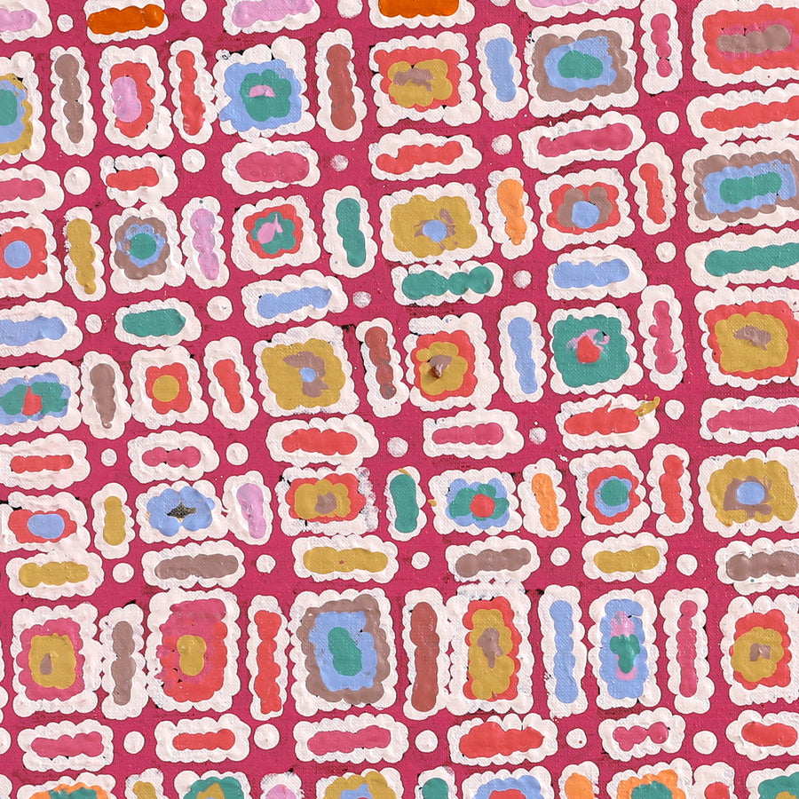 Aboriginal Artwork by Lynette Nangala Singleton, Ngapa Jukurrpa - Puyurru, 61x61cm
