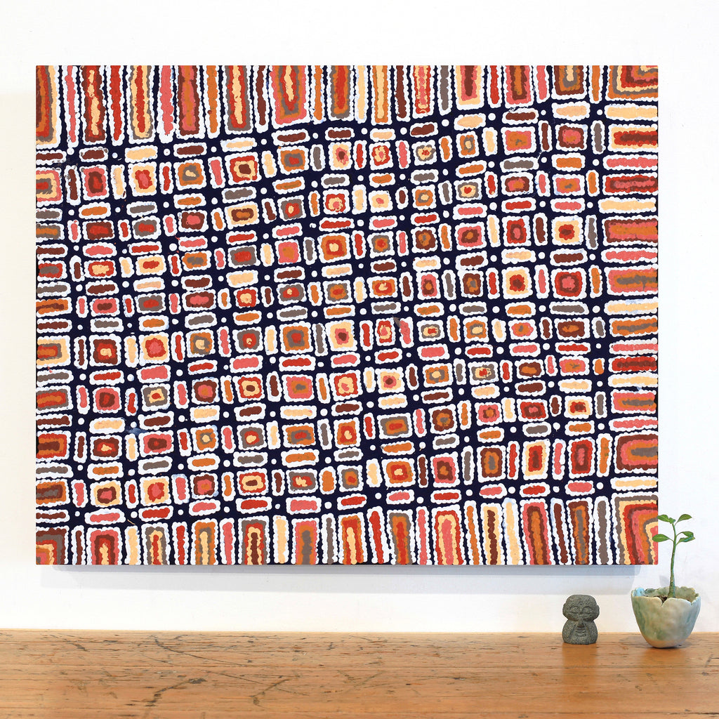 Aboriginal Artwork by Lynette Nangala Singleton, Ngapa Jukurrpa - Puyurru, 76x61cm