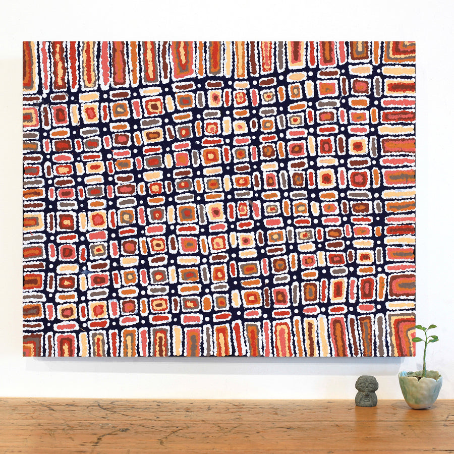 Aboriginal Artwork by Lynette Nangala Singleton, Ngapa Jukurrpa - Puyurru, 76x61cm