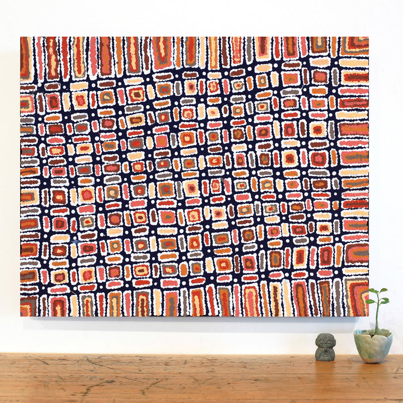 Aboriginal Artwork by Lynette Nangala Singleton, Ngapa Jukurrpa - Puyurru, 76x61cm