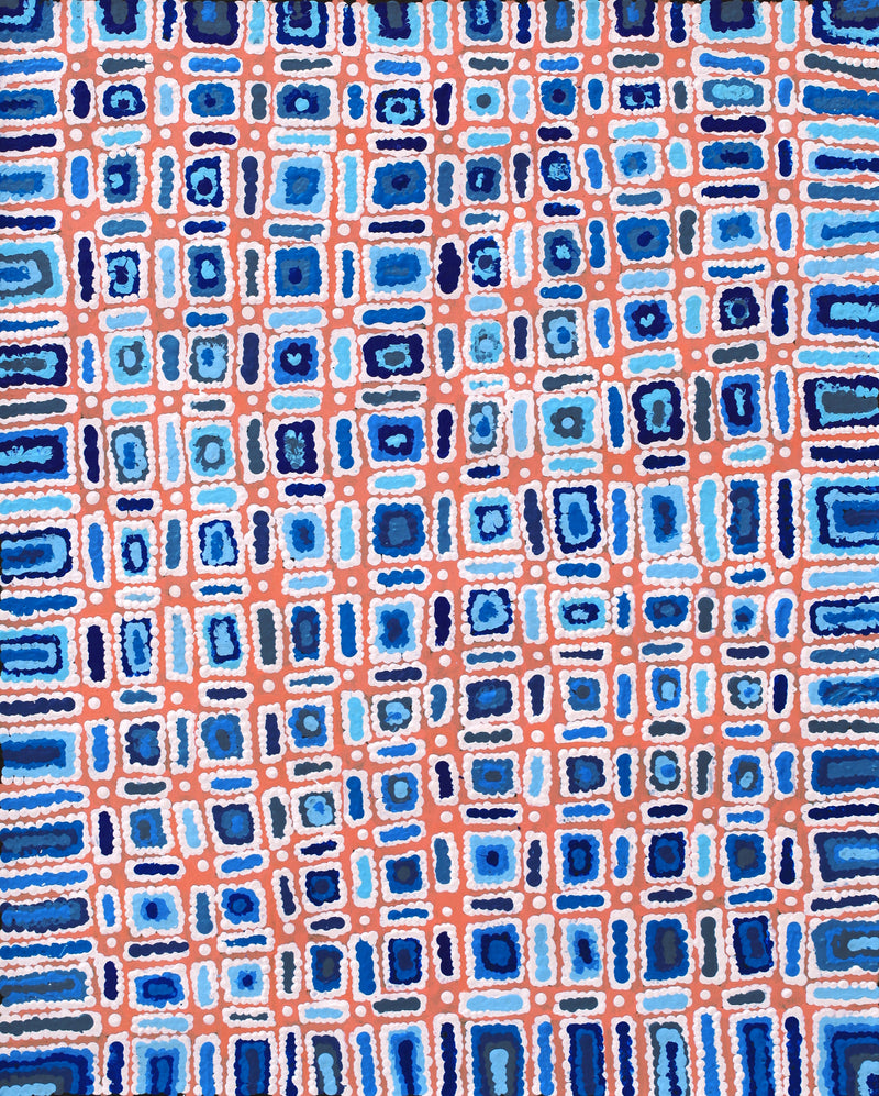 Aboriginal Artwork by Lynette Nangala Singleton, Ngapa Jukurrpa - Puyurru, 76x61cm