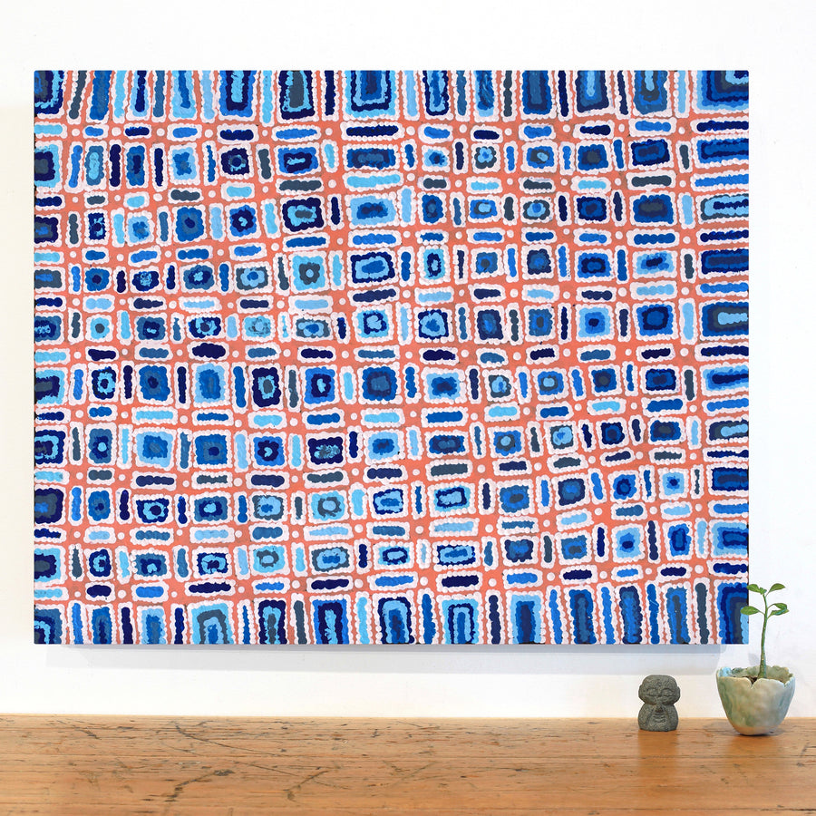 Aboriginal Artwork by Lynette Nangala Singleton, Ngapa Jukurrpa - Puyurru, 76x61cm