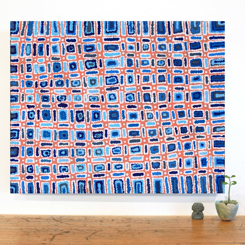 Aboriginal Artwork by Lynette Nangala Singleton, Ngapa Jukurrpa - Puyurru, 76x61cm