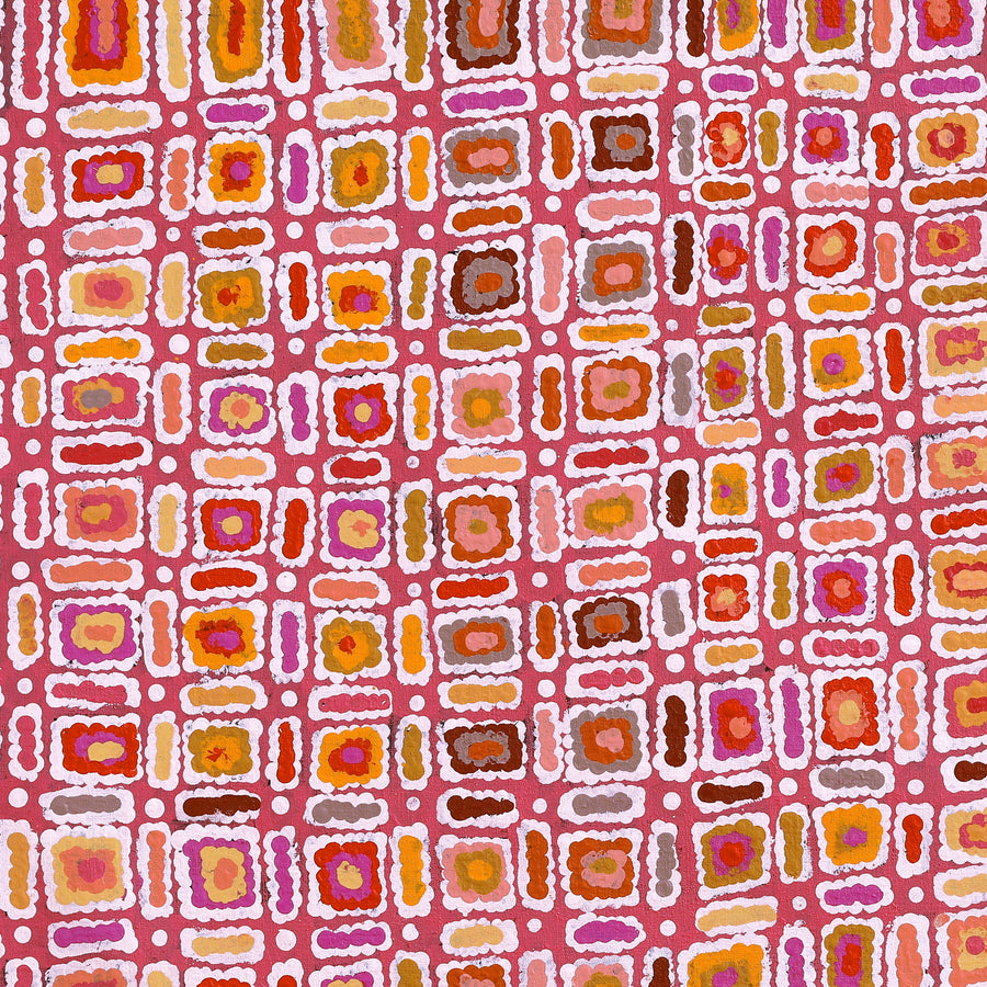 Aboriginal Artwork by Lynette Nangala Singleton, Ngapa Jukurrpa - Puyurru, 91x91cm