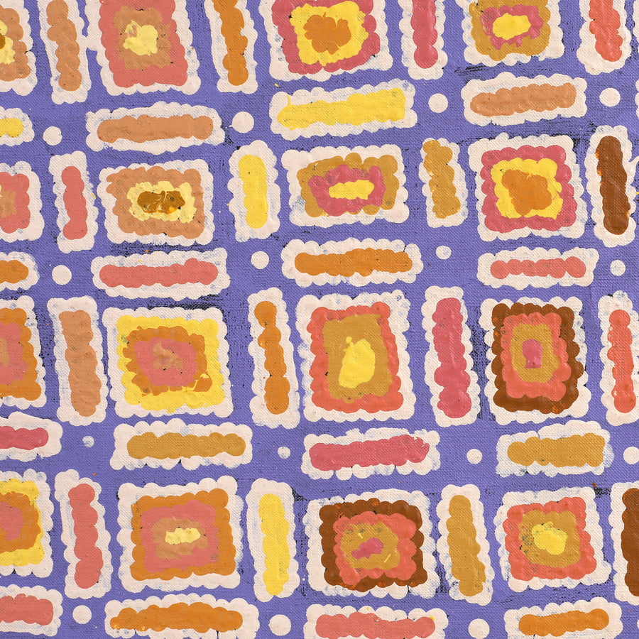 Aboriginal Artwork by Lynette Nangala Singleton, Ngapa Jukurrpa - Puyurru, 91x91cm
