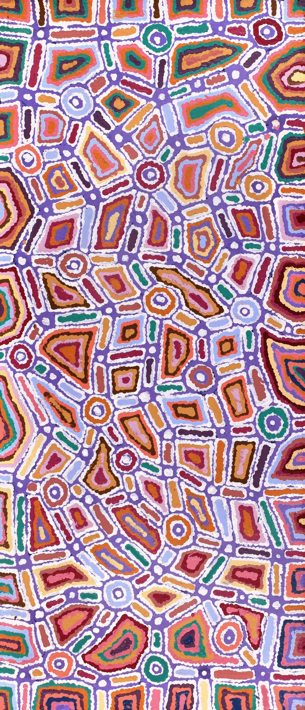 Aboriginal Artwork by Lynette Nangala Singleton, Ngapa Jukurrpa - Puyurru, 107x46cm