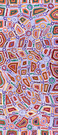 Aboriginal Artwork by Lynette Nangala Singleton, Ngapa Jukurrpa - Puyurru, 107x46cm