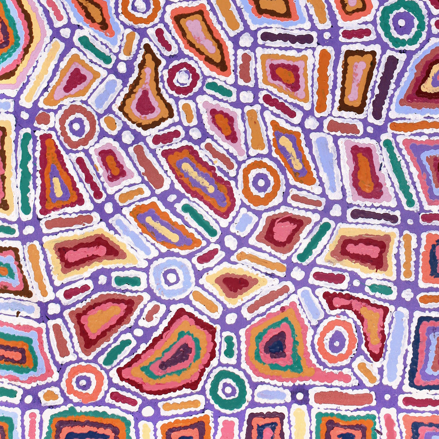 Aboriginal Artwork by Lynette Nangala Singleton, Ngapa Jukurrpa - Puyurru, 107x46cm