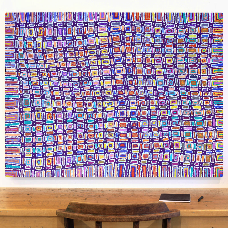 Aboriginal Artwork by Lynette Nangala Singleton, Ngapa Jukurrpa - Puyurru, 122x91cm