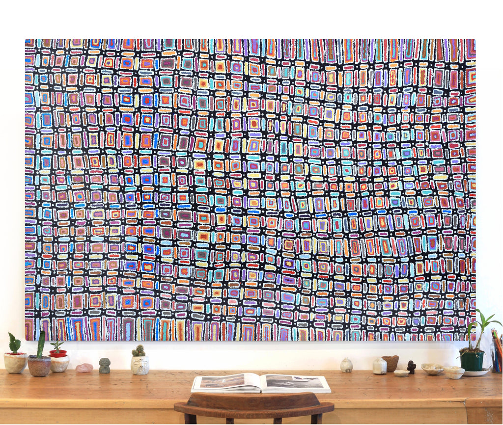 Aboriginal Artwork by Lynette Nangala Singleton, Ngapa Jukurrpa - Puyurru, 182x122cm