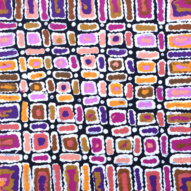 Aboriginal Artwork by Lynette Nangala Singleton, Ngapa Jukurrpa (Water Dreaming) - Puyurru, 30x30cm