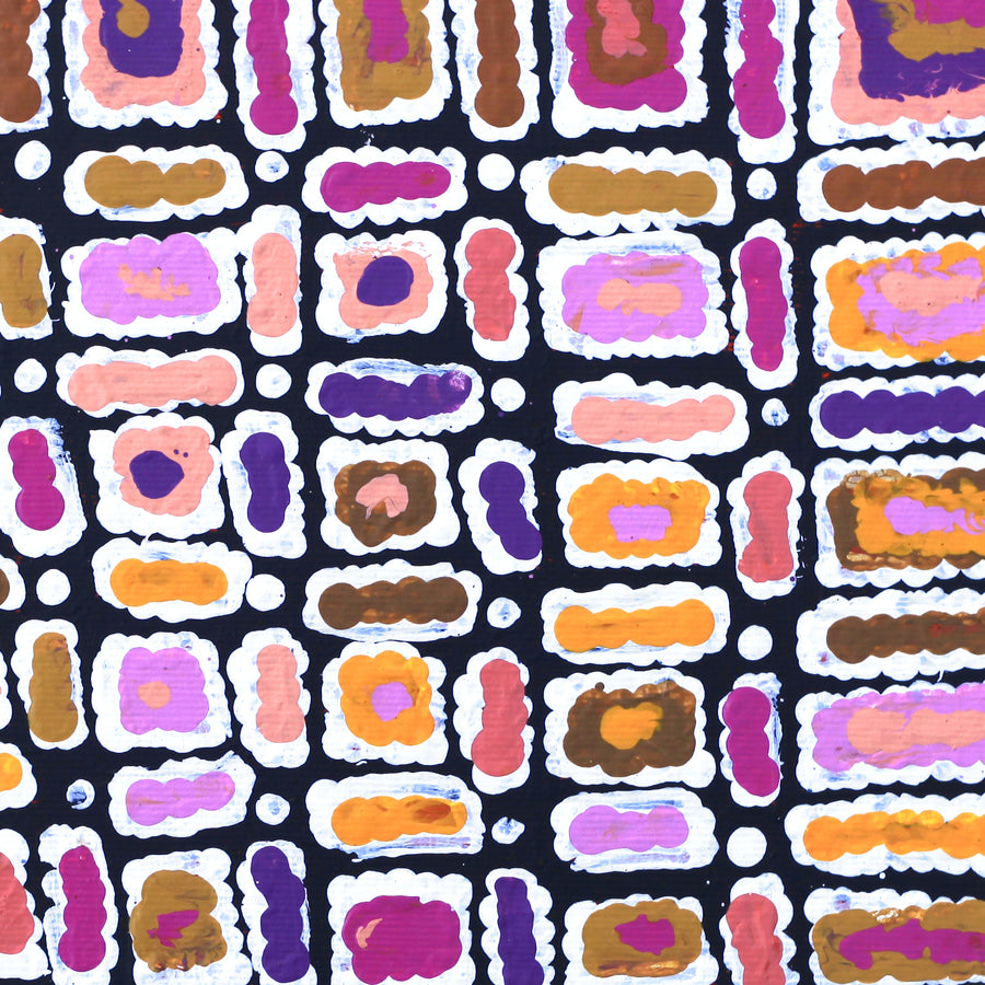 Aboriginal Artwork by Lynette Nangala Singleton, Ngapa Jukurrpa (Water Dreaming) - Puyurru, 30x30cm