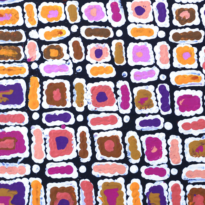 Aboriginal Artwork by Lynette Nangala Singleton, Ngapa Jukurrpa (Water Dreaming) - Puyurru, 30x30cm