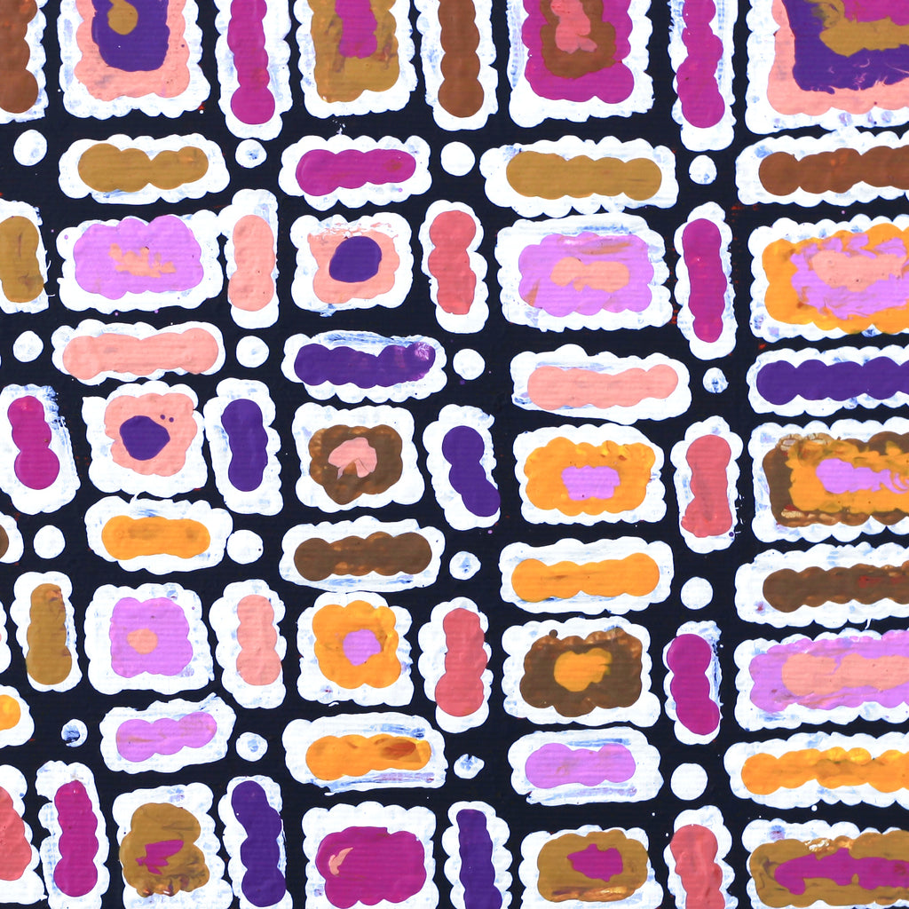 Aboriginal Artwork by Lynette Nangala Singleton, Ngapa Jukurrpa (Water Dreaming) - Puyurru, 30x30cm
