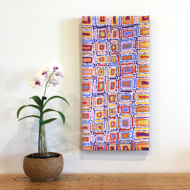 Aboriginal Artwork by Lynette Nangala Singleton, Ngapa Jukurrpa - Puyurru, 61x30cm