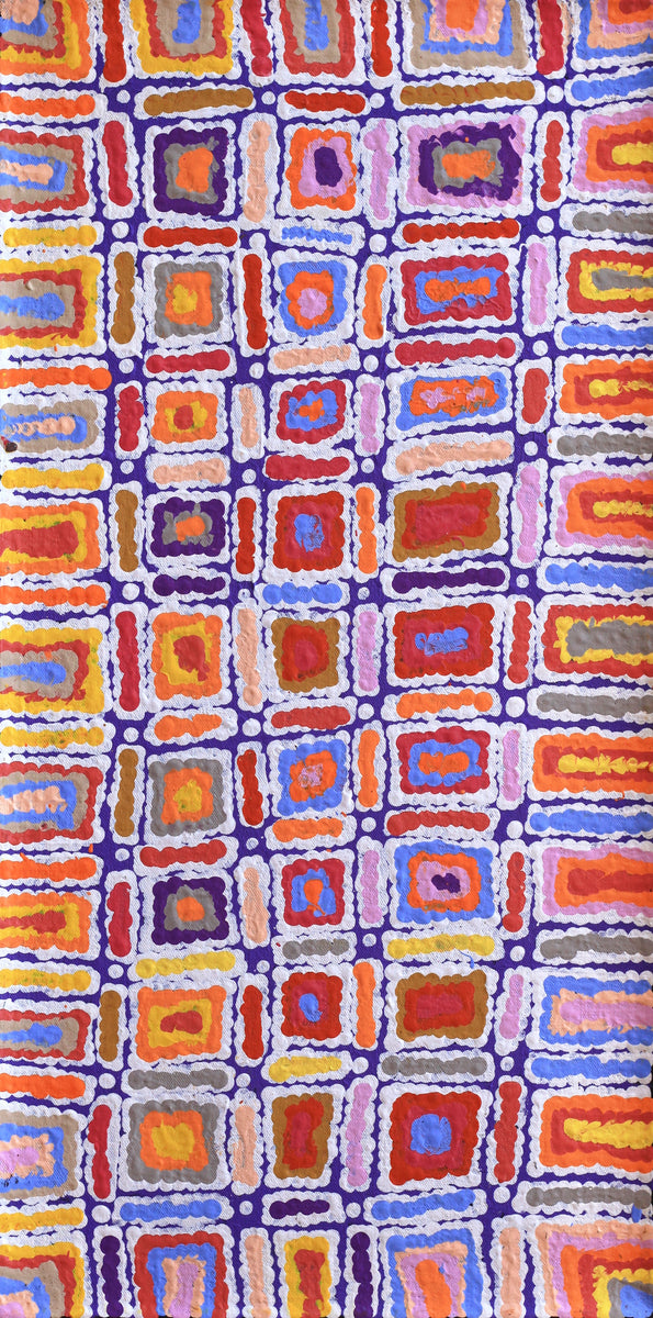 Aboriginal Art by Lynette Nangala Singleton, Ngapa Jukurrpa - Puyurru, 61x30cm - ART ARK®