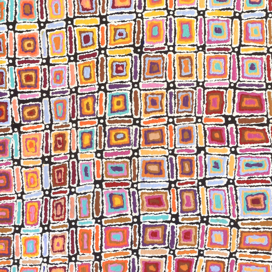 Aboriginal Artwork by Lynette Nangala Singleton, Ngapa Jukurrpa - Puyurru, 107x76cm