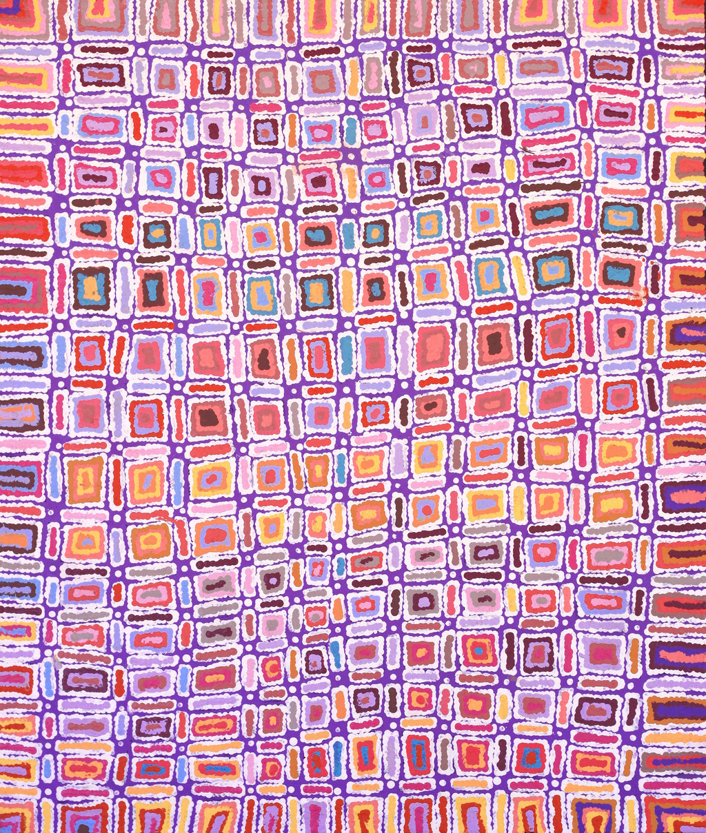 Aboriginal Artwork by Lynette Nangala Singleton, Ngapa Jukurrpa - Puyurru, 91x76cm