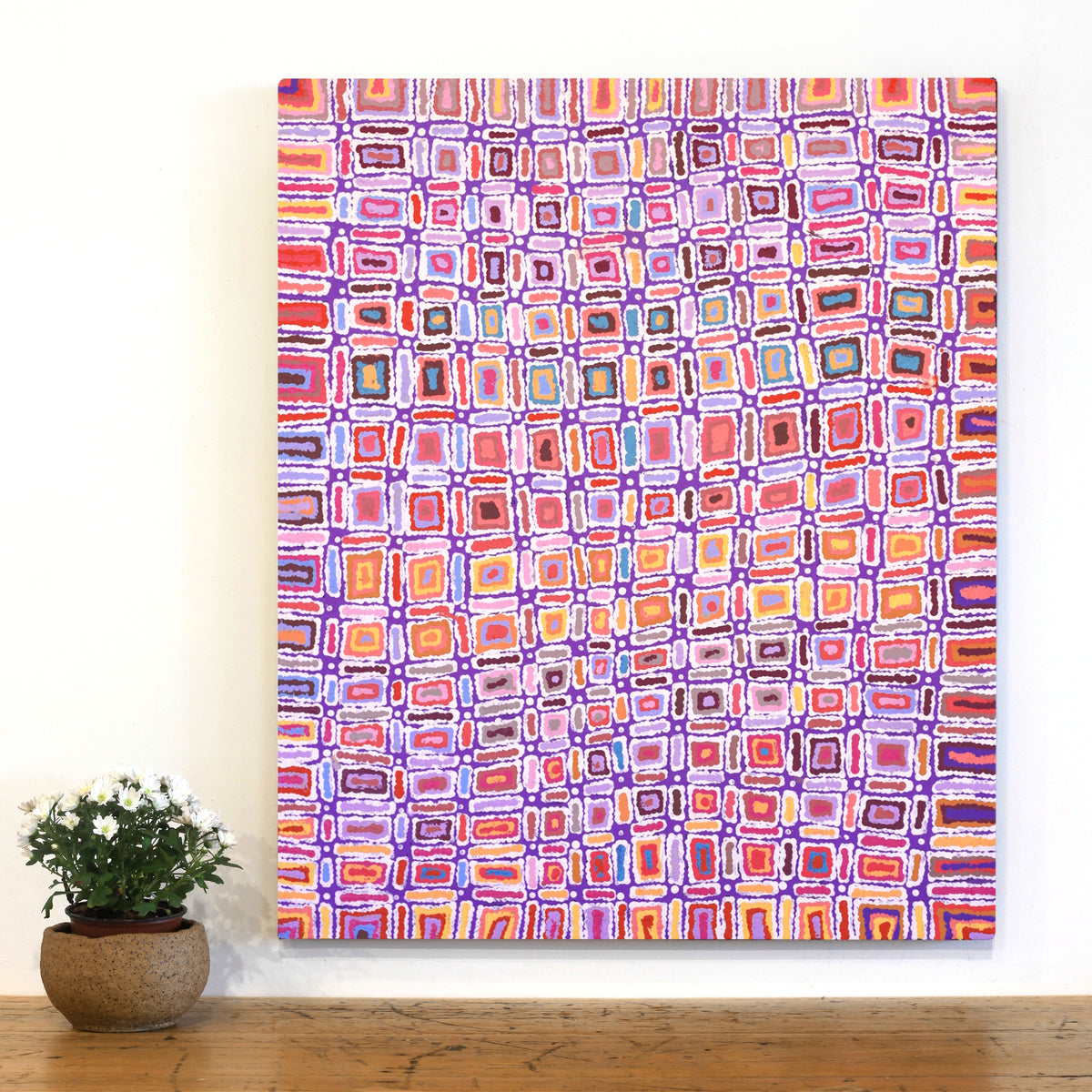 Aboriginal Artwork by Lynette Nangala Singleton, Ngapa Jukurrpa - Puyurru, 91x76cm