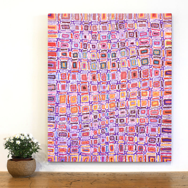 Aboriginal Artwork by Lynette Nangala Singleton, Ngapa Jukurrpa - Puyurru, 91x76cm