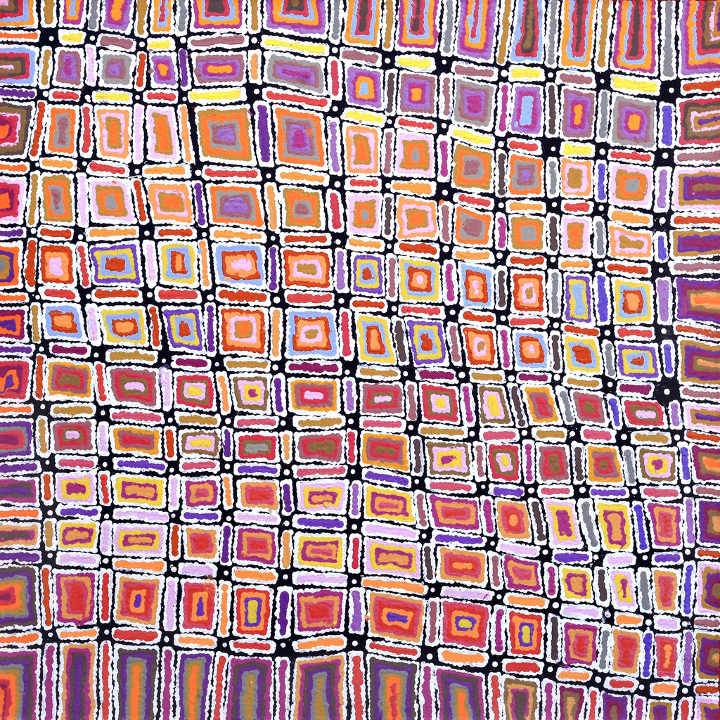 Aboriginal Artwork by Lynette Nangala Singleton, Ngapa Jukurrpa - Puyurru, 91x91cm