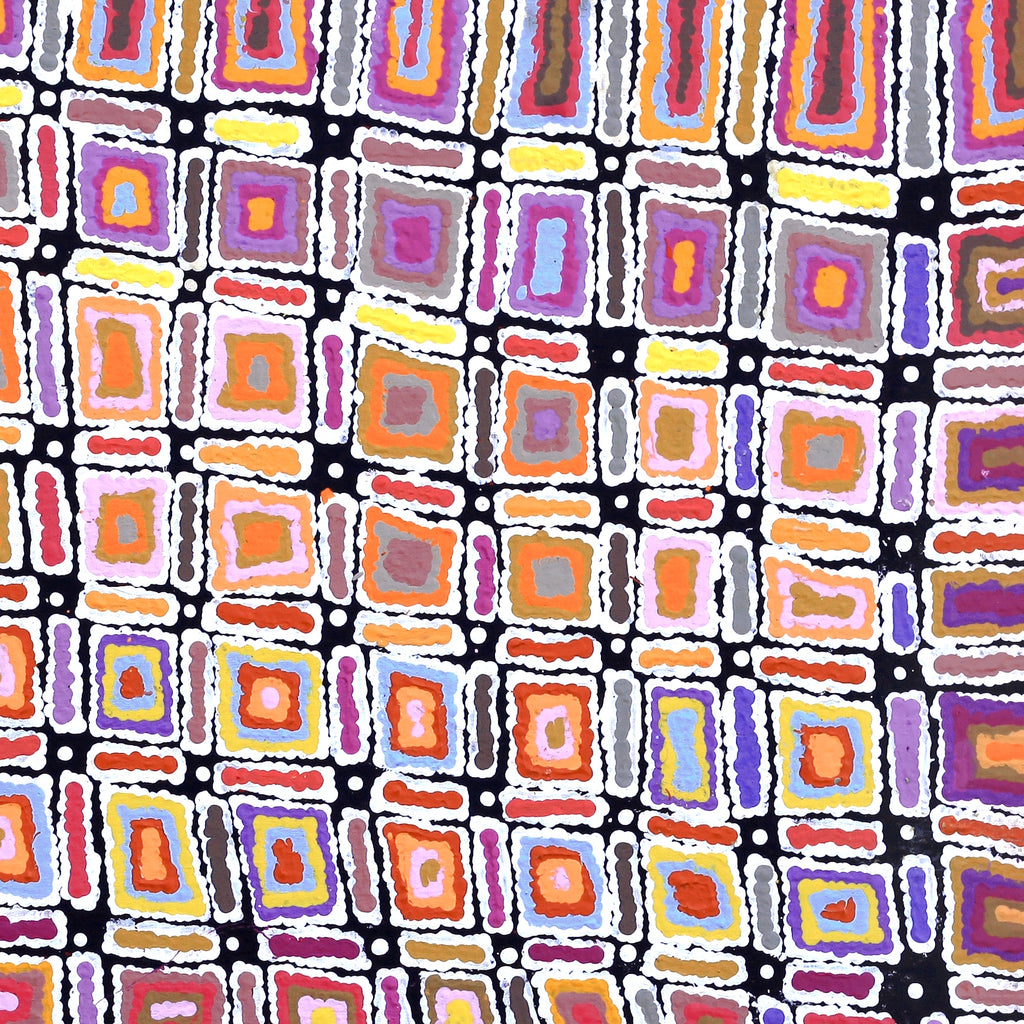 Aboriginal Artwork by Lynette Nangala Singleton, Ngapa Jukurrpa - Puyurru, 91x91cm