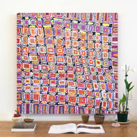 Aboriginal Artwork by Lynette Nangala Singleton, Ngapa Jukurrpa - Puyurru, 91x91cm