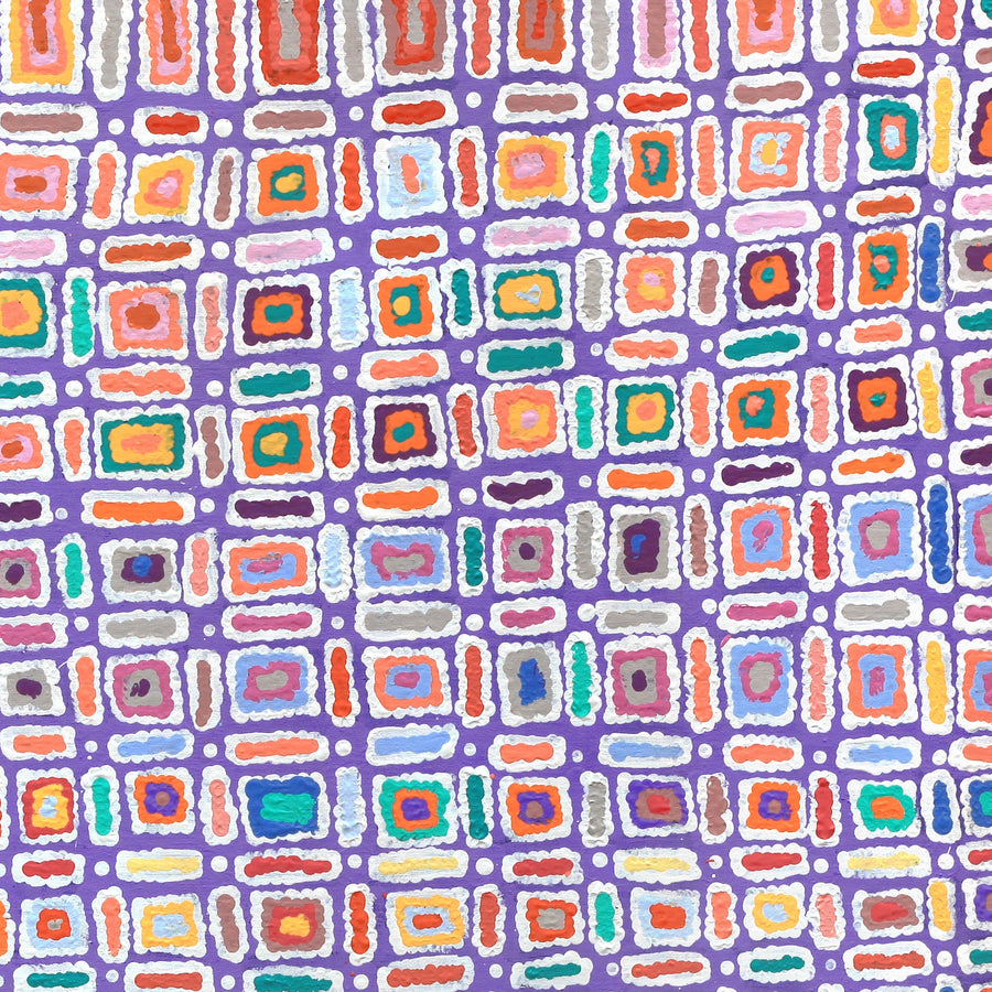 Aboriginal Artwork by Lynette Nangala Singleton, Ngapa Jukurrpa - Puyurru, 91x91cm