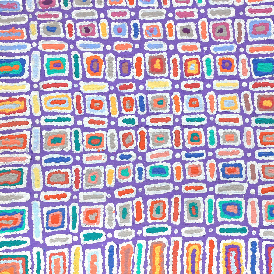 Aboriginal Artwork by Lynette Nangala Singleton, Ngapa Jukurrpa - Puyurru, 91x91cm