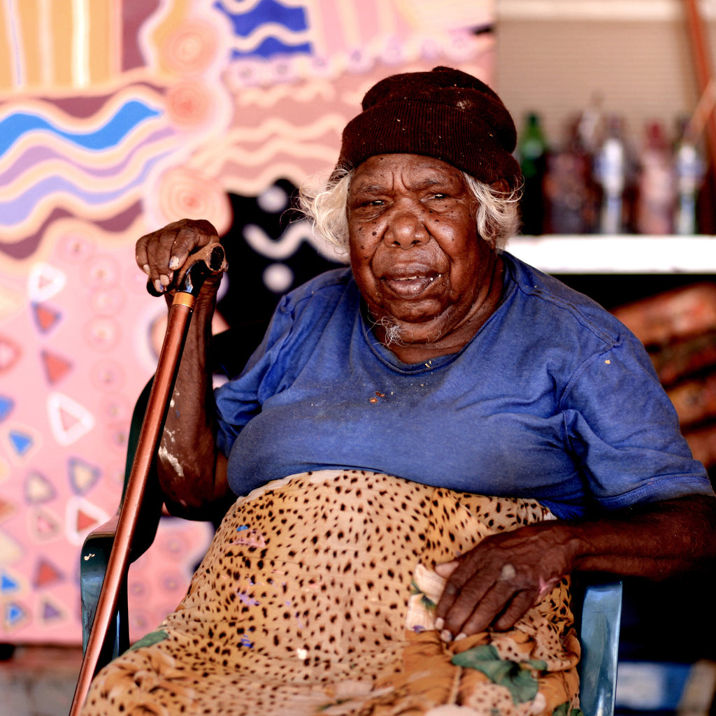 Aboriginal Artwork by Mary Napangardi Gallagher, Mina Mina Jukurrpa - Ngalyipi, 91x91cm