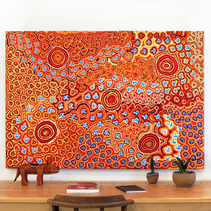 Aboriginal Artwork by Margaret Nangala Gallagher, Yankirri Jukurrpa, 152x107cm
