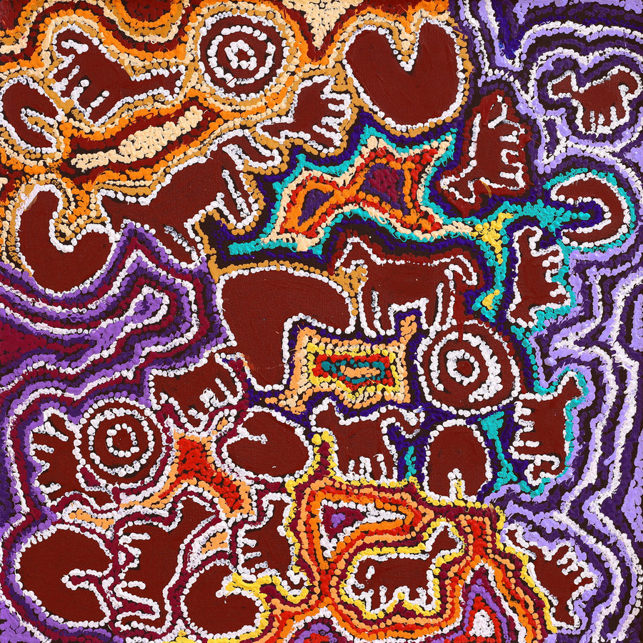 Aboriginal Artwork by Magda Nakamarra Curtis, Lappi Lappi Jukurrpa, 61x61cm