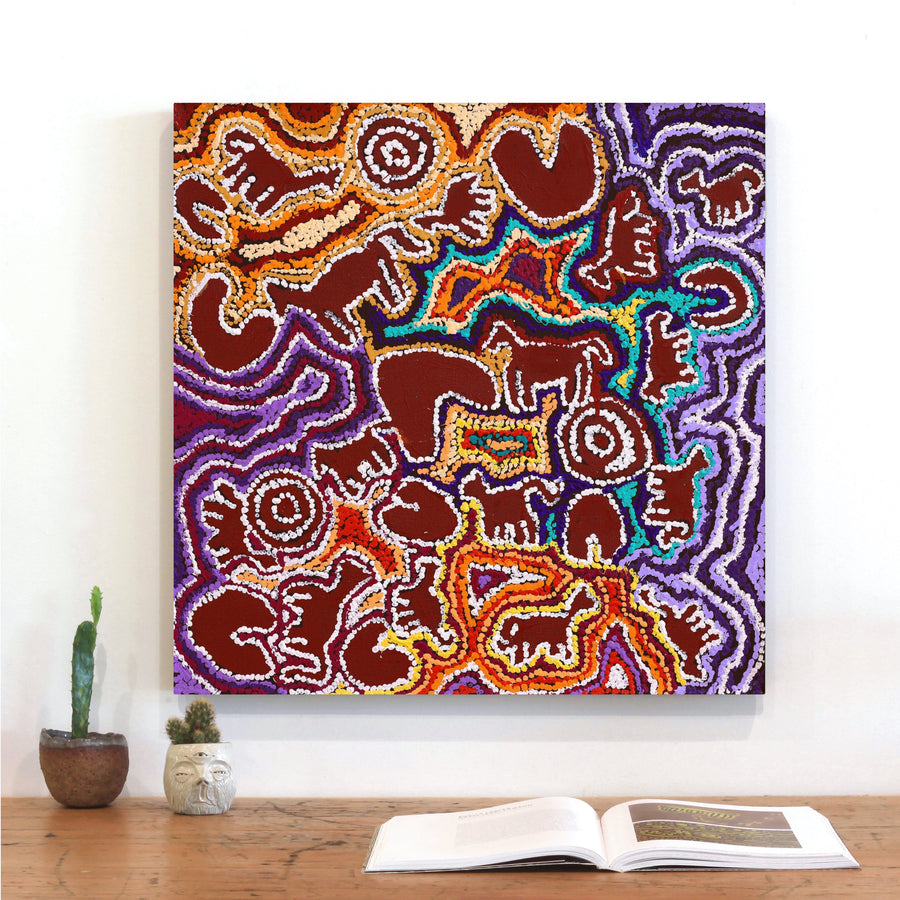 Aboriginal Artwork by Magda Nakamarra Curtis, Lappi Lappi Jukurrpa, 61x61cm